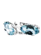 Vintage craft Earrings Aquamarine Sterling silver 925 vec021s
